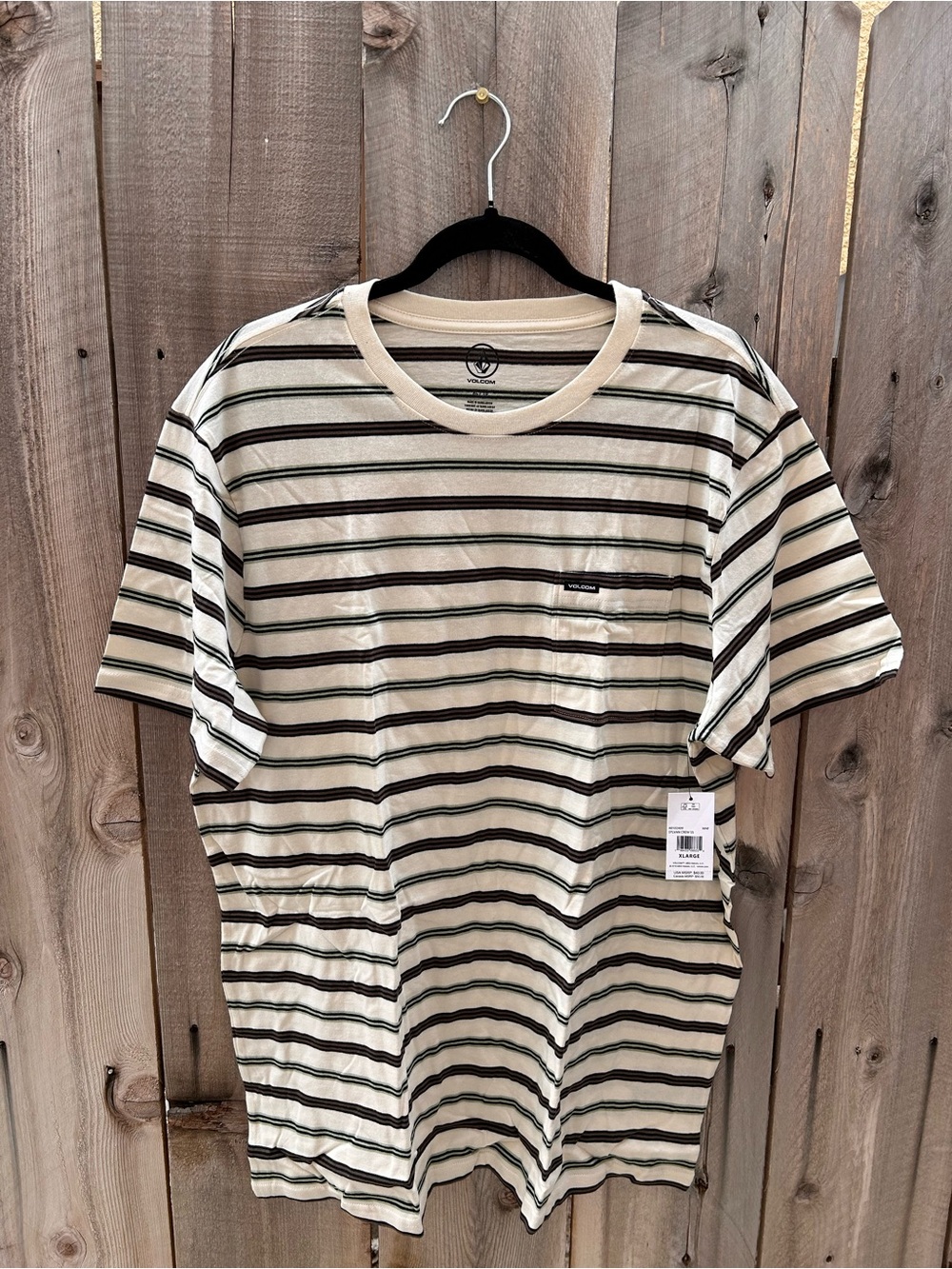 Volcom Sylvan Crew Short Sleeve Stripe Tee in cream